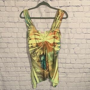 Reina Womens Y2K Babydoll Asymmetrical Tank Top Green Size 2 Fairy Forest Fairy